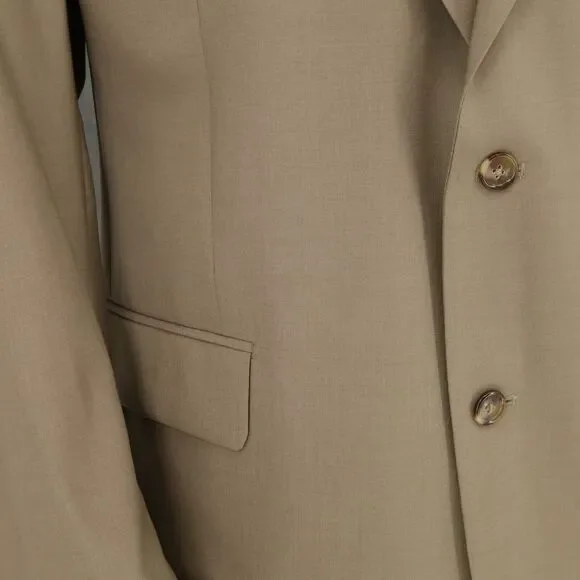 Jos A Bank Sport Coat Mens 46L Beige Tan Wool Jacket Two Button Lined